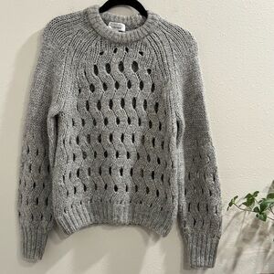 & Other Stories XS Gray Wool Alpaca Blend Chunky Open Knit Pullover Sweater